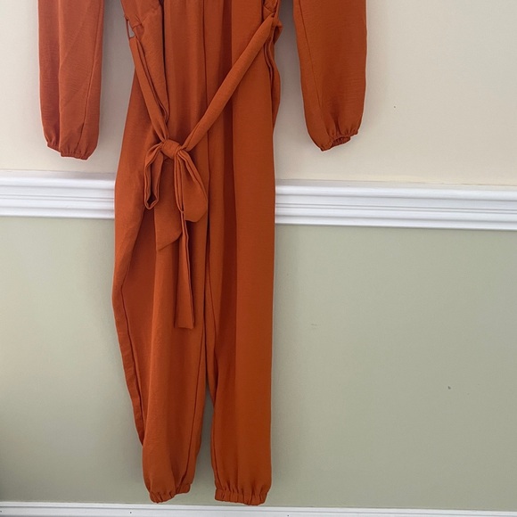 PRETTYGARDEN Rust Orange Long Sleeve Jumpsuit M NWOT - Picture 7 of 13